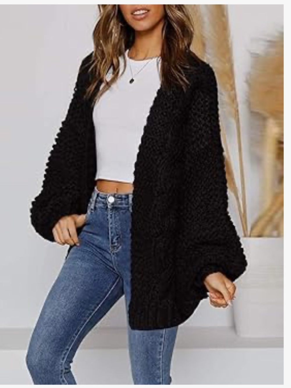 Black Cozy Cable Cardigan